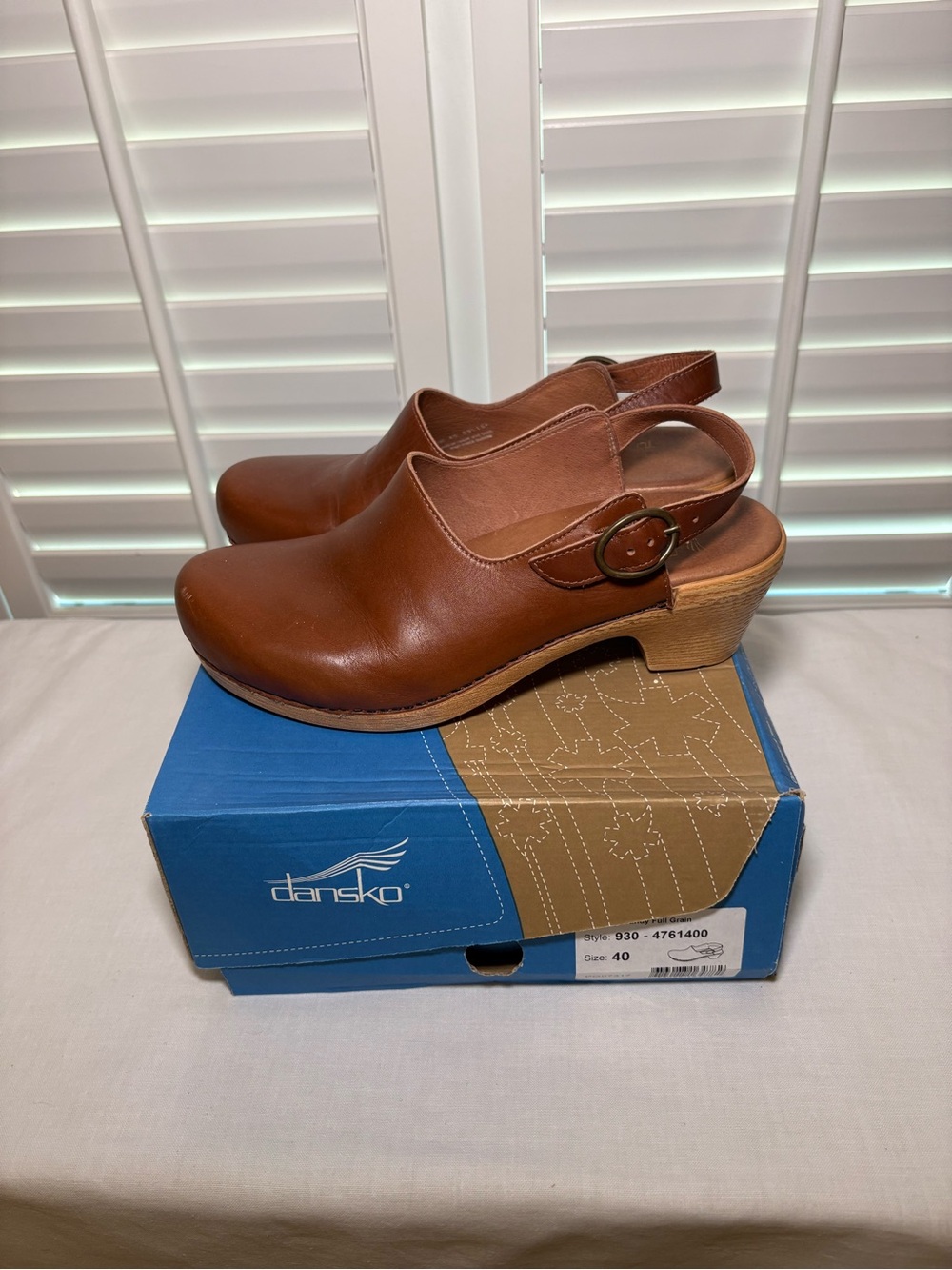 Dansko Madison Brandy Leather Slingback Clogs with Buckle